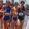 Sunday's running action started off with the masters women's 1,500m. Karen Steen set the pace for most of the race. R-L: Steen, Mary Thane, Carrie Sherburne, and Terri Cassel.