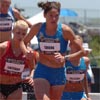 ...but the rest of the field remained close. After hanging back a bit, Ann Gaffigan moved up into second and ran behind her training partner.