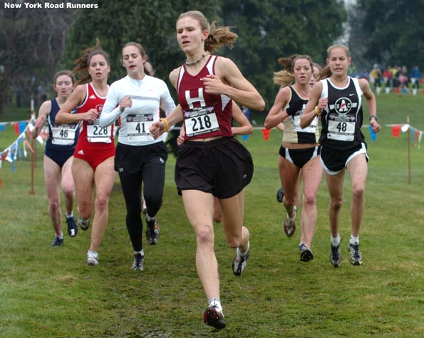 One of Scherf's primary competitors here, Liza Pasciuto (running behind #48 Caitlin Chock), finished 13th at the NCAA XC meet in November.