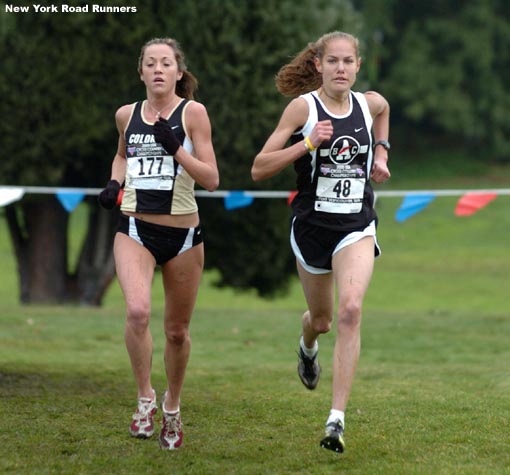 With approximately a half mile to go, Liza Pasciuto (left) had essentially drawn even with Caitlin Chock and the race was on.