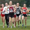 At the 3K mark, Lindsey Scherf continued to lead, but there was still a large pack right there with her.