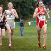 Lauren Fleshman (#13) runs in fifth place.