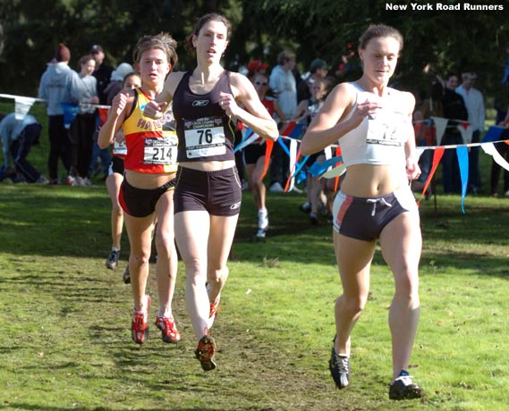 Christin Wurth-Thomas leads Jenelle Deatherage and Sabrina Monro.