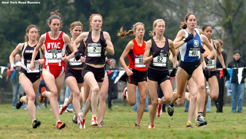 The start of the Open Women's 8K race. The top six finishers would qualify to represent the U.S. at the World Cross Country Championships in France in March.