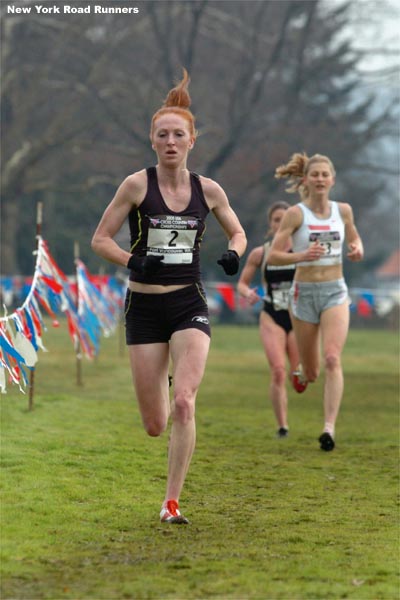 Katie McGregor begins to pull away from Lauren Fleshman.