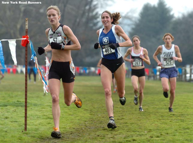 Kelly Strong leads Jenny Crain with about 2,400 meters to go.