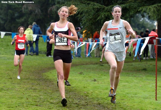 Linn Schulte-Sasse (left) of See Jane Run runs with Jeanne Hennessy.