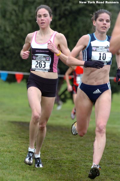 Erika Aklufi (left) runs with Dana Coons.