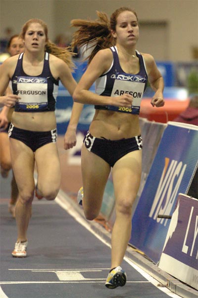 Jackie Areson runs in second place, and Lindsay Ferguson follows.