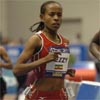 Sentayehu Ejigu (behind Meseret Defar) seemed a little caught off guard by the fast start...