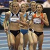 Sara Slattery and Sara Hall lead the 3000 early on. The top two runners in each race would qualify to represent the U.S. at the World Indoor Championships in March.