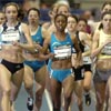 The first lap of the women's 1500 final. Tiffany McWilliams, Mary Jayne Harrelson, Treniere Clement, and Lindsey Gallo.