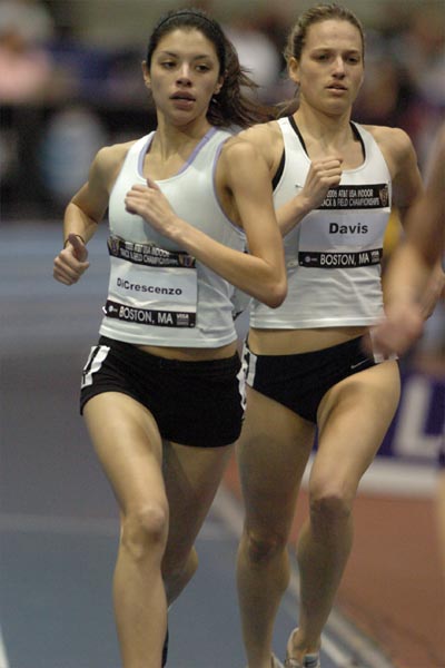 Columbia graduate Delilah DiCrescenzo runs just ahead of her Westchester Track Club teammate, Jennifer Davis.