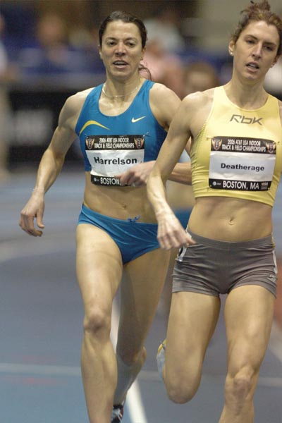 Jenelle Deatherage and Mary Jayne Harrelson run in third and fourth.