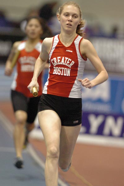 Sloan Siegrist led off for the Greater Boston Track Club's 