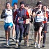 Approaching the end of the first lap, there was a big pack up front with (L-R) Lauren Fleshman, Collette Liss, and Carrie Tollefson leading the way.