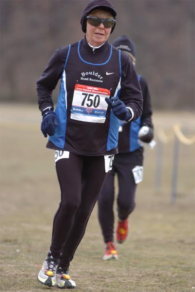 Lois Calhoun, 70, of the Boulder Road Runners was the first 70+ finisher.