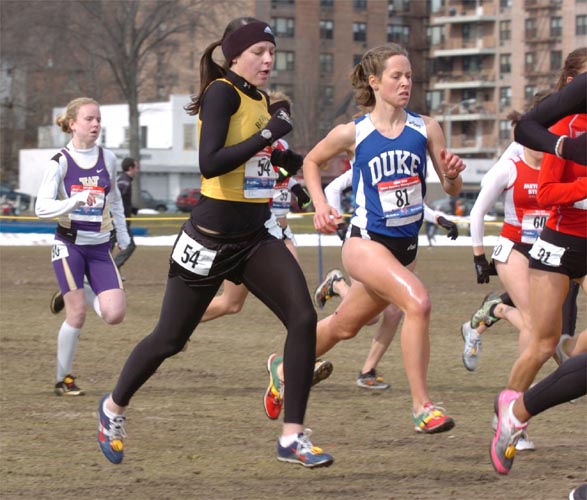 Duke's Maddie McKeever leads Cecily Lemmon of the Buffalo Chips, a Sacramento-based running club.