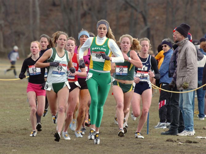 #49 Nicole Blood, #40 Erin Bedell, and #50 Zoe Nelson are among the leaders on the first lap (approaching the 2K mark).