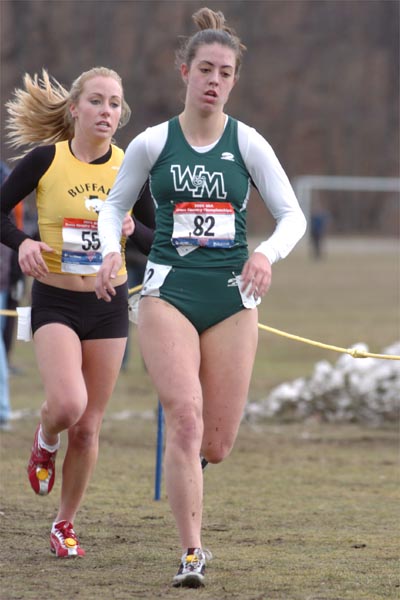 Lynn Morelli of William & Mary leads Katie Voightlander.