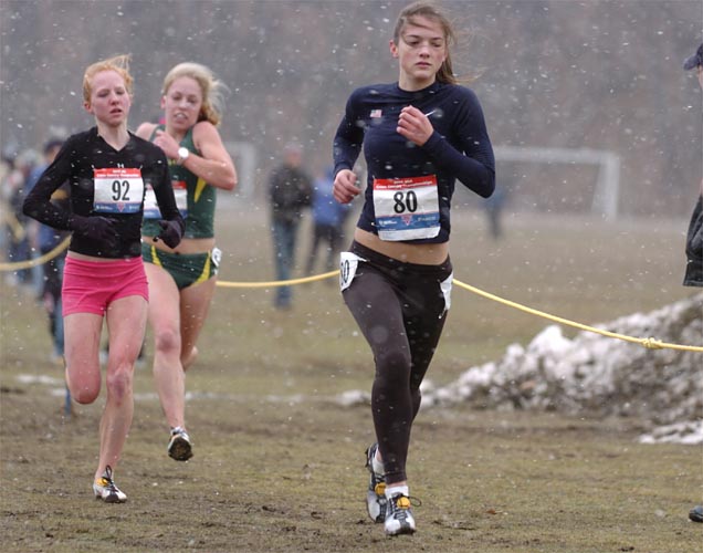 Marie Lawrence, a high school junior from Reno, Nevada, runs in eighth place.