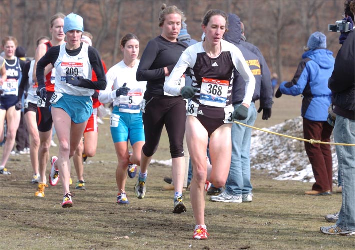 Kathy Newberry, 27, of Williamsburg, Virginia, leads a group of runners.