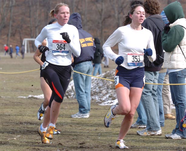 Kara-Lynne Kerr, a former Columbia runner, leads Carrie Messner.