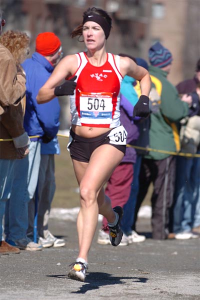 Lesley Higgins of the NYAC finished 38th in 13:49.