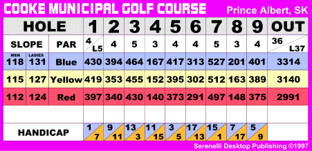 Cooke Municipal Golf Course Score 1-9